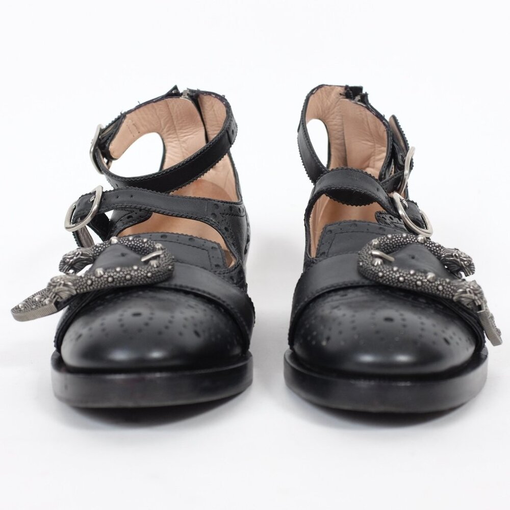 GUCCI monk shoes loafers brogue 36 US 6 black ankle strap Bee buckle queercore - Picture 6 of 10